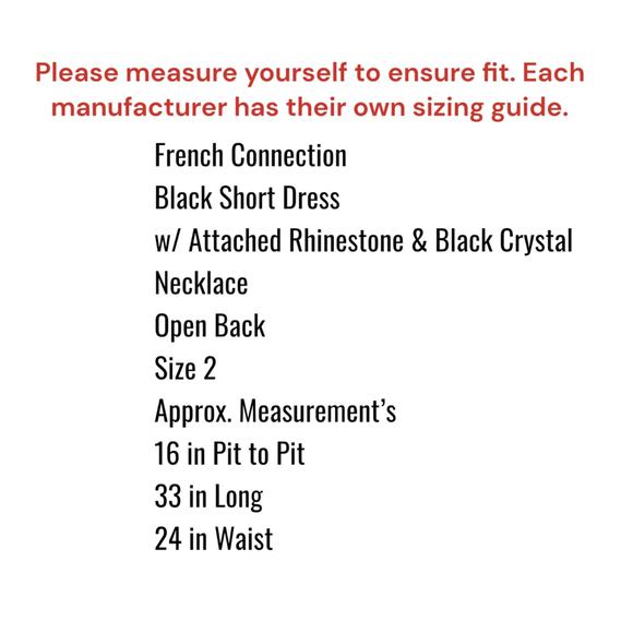 French Connection Women's Dress SZ 2 Black Mini w/ Attach Necklace Formal - Picture 6 of 13